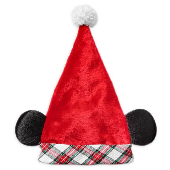 Disney Santa Hat w/ Mouse Ears, Plaid Rim, Unisex - Picture 1 of 1